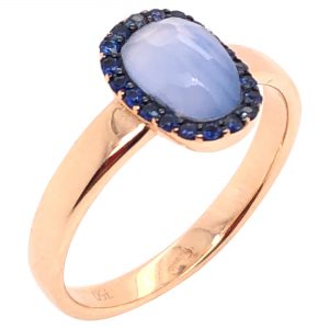 Mesure et art du temps - Chalcedony and Blue Sapphire Rose Gold Ring