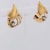 Mesure et art du temps - Diamonds on Shape Leaf Yellow Gold Stud Earrings