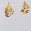 Mesure et art du temps - Diamonds on Shape Leaf Yellow Gold Stud Earrings