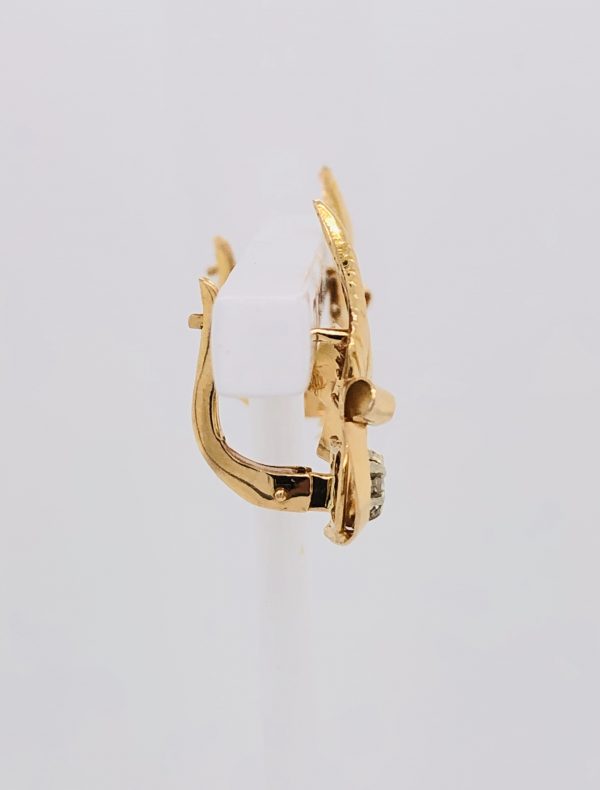 Mesure et art du temps - Diamonds on Shape Leaf Yellow Gold Stud Earrings