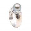 Mesure et art du temps - 18 Karat White Gold Ring with a Tahitian Pearl and Diamonds