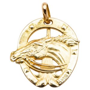 Mesure et art du temps - 18 Karat Yellow Gold Pendant Lucky Charm, Horse. Pendentif - Cavalier - Cheval - Or Jaune 18 Karat