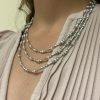 Mesure et art du temps - Flexible Necklace with 3 Rows of 18 Karat White Gold and Fine Pearls
