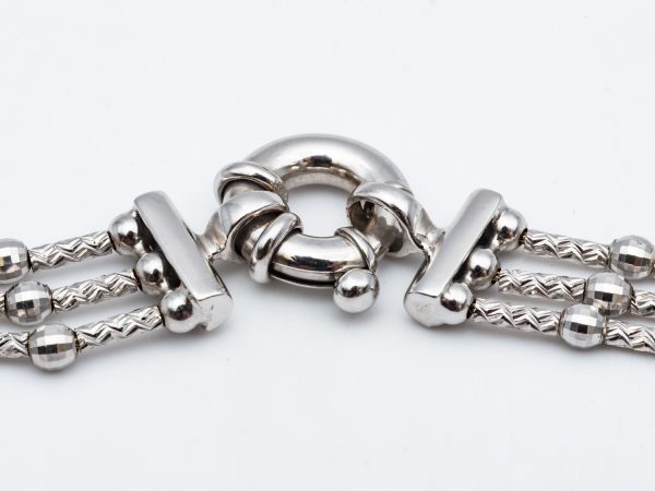 mesure et art du temps - Flexible Necklace with 3 Rows of 18 Karat White Gold and Fine Pearls. Bijouterie - Bijoux précieux - Perles - Or blanc