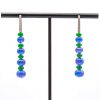 Mesure et art du temps - 0.12 Carat Diamond Earrings with Tanzanite and Tsavorite Beads