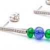 Mesure et art du temps - 0.12 Carat Diamond Earrings with Tanzanite and Tsavorite Beads