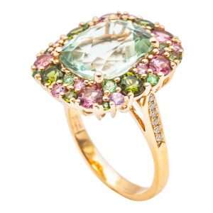 Mesure et art du temps - Yellow Gold Ring Precious stones and Diamonds