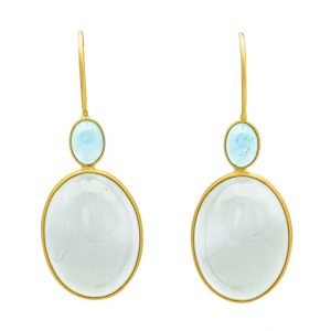 Mesure et art du temps - Yellow Gold Aquamarine and Quartz Earring