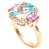 Mesure et art du temps - 18 Carat Yellow Gold Topaz, Pink Sapphire and Diamond Ring