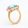 Mesure et art du temps - Mesure et art du temps - 18 Carat Yellow Gold Topaz, Pink Sapphire and Diamond Ring. Bijoutier - Joaillier - Horloger - France - Vannes - Jewelrys - Precious Stones