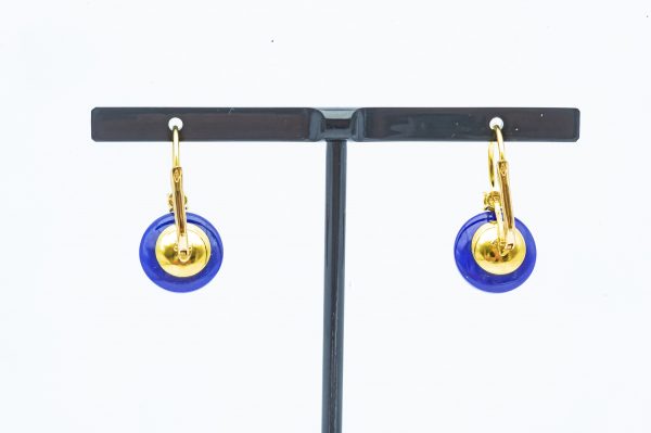 Mesure et art du temps - 18k Yellow Gold Diamond and Lapis Lazulis Drop Earring. Bijoutier - Joaillier - France - Vannes - Morbihan