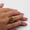Mesure et art du temps - Yellow Gold Coin Chevalière Ring Napoleon III Emperor Stunning yellow gold ring 750/1000 (18K), setting a 24K yellow gold coin Napoleon III Emperor Size : 54 FR, N UK, 7 US. Bijoutier bijoux ancien Antic jewel Vannes Bretagne France