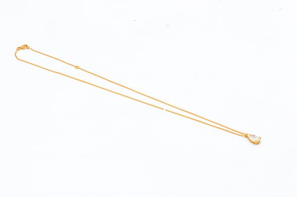 Mesure et art du temps - Pear cut diamond pendant mounted on 18 karat rose gold GIA Pear cut diamond 1.810 carats mounted on 18 karat rose gold with its chain. Shape : P Color : G Clarity: SI2
