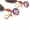 Mesure et art du temps - Mesure et art du temps - Sapphire Ruby and Tourmaline 18K Yellow Gold Pendant Earrings Amethyst cabochon size width 1 cm and length 1 cm Ruby cabochon width 0.5 cm and length 0.6 cm Sapphire brilliant cut Tourmaline set in lace of various shapes