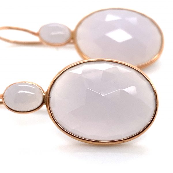 Mesure et art du temps - 18 Karat Yellow Gold Chalcedony Necklace Earrings
