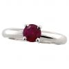 Mesure et art du temps - Ruby and White Gold Solitaire Ring 0.8 carat round cut ruby set in 18k white gold Size 54 FR, N UK, 7 US